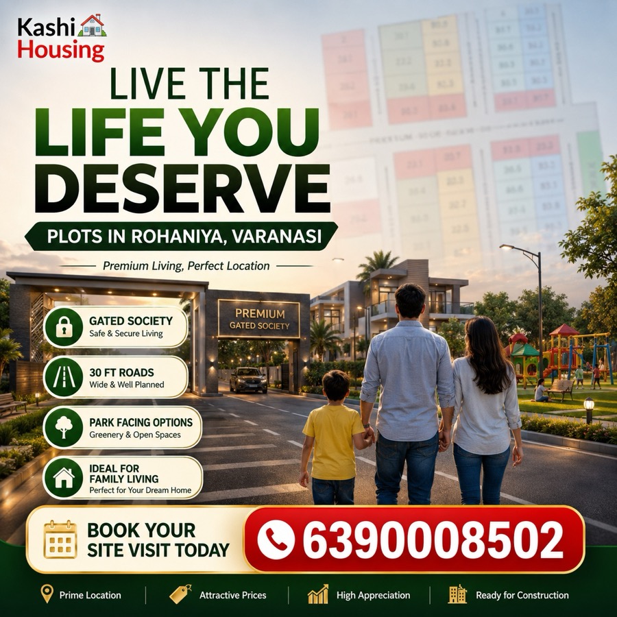 Family Living Plots in Rohaniya Varanasi — Park Facing, 30 Ft Road, Gated Society | Kashi Housing